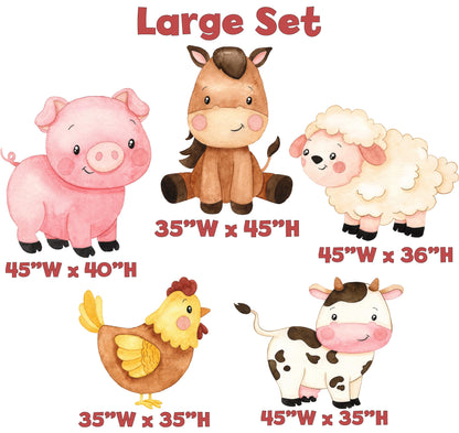 Watercolor Farm Animals Cutouts Set, Birthday Decor, Barnyard Birthday Prop, Farm Animal Standee, Baby Shower, Centerpieces, Backdrop, Signs