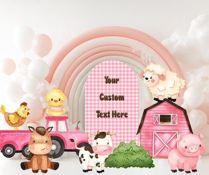 Farm Animals Cutouts Set, Baby Girl, Barnyard Birthday Prop, Standee, Pink Baby Shower, Farm Themed Party Decor, Centerpieces, Yard Sign