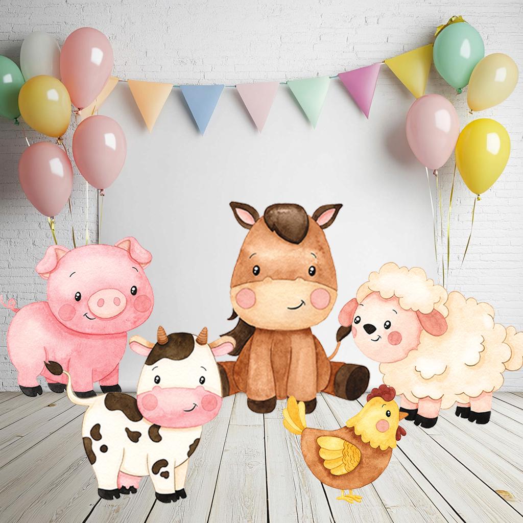Watercolor Farm Animals Cutouts Set, Birthday Decor, Barnyard Birthday Prop, Farm Animal Standee, Baby Shower, Centerpieces, Backdrop, Signs