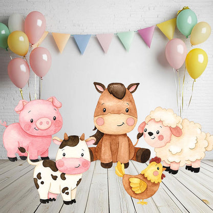 Watercolor Farm Animals Cutouts Set, Birthday Decor, Barnyard Birthday Prop, Farm Animal Standee, Baby Shower, Centerpieces, Backdrop, Signs