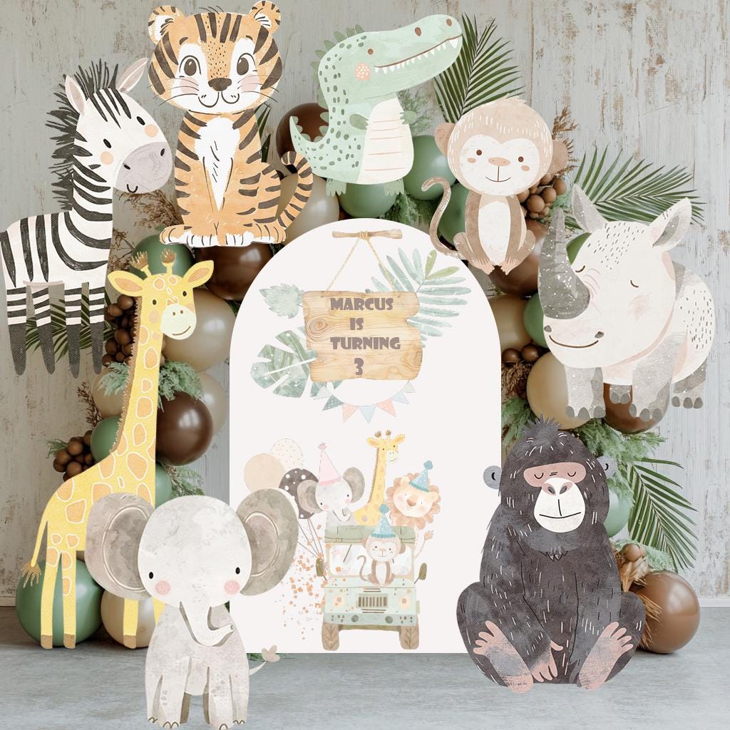Safari Animals Cutouts, Wild One, Birthday Decor, Zoo Baby Shower, Backdrop, Watercolor Jungle Animals, Party Prop,Centerpieces,Party Animal