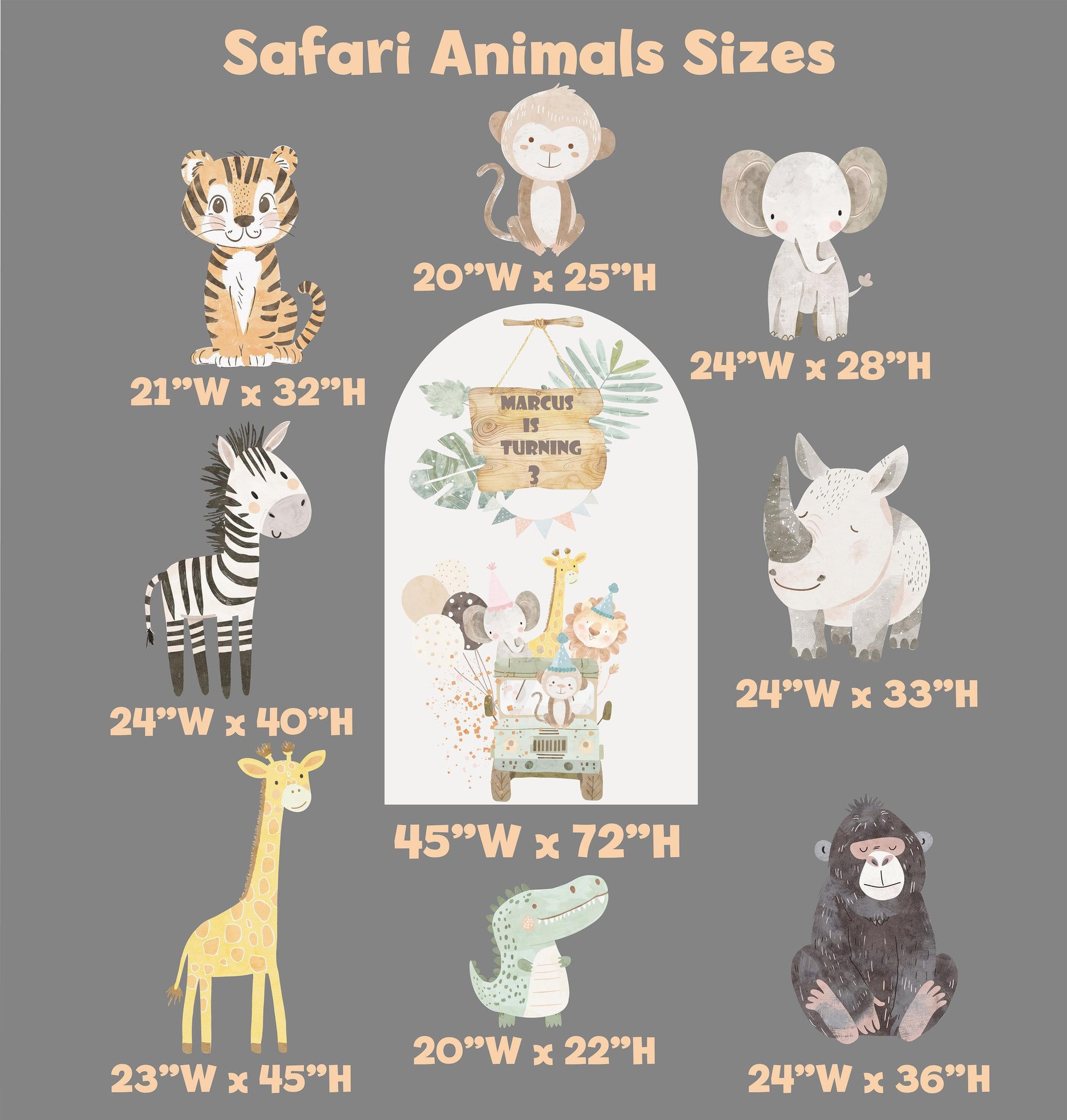 Safari Animals Cutouts, Wild One, Birthday Decor, Zoo Baby Shower, Backdrop, Watercolor Jungle Animals, Party Prop,Centerpieces,Party Animal