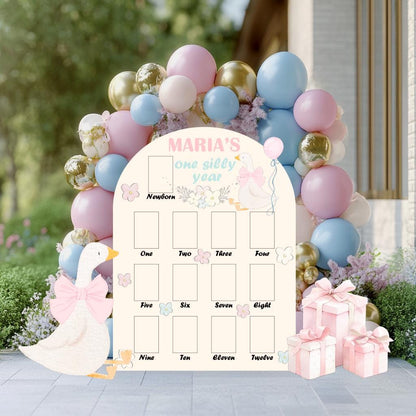 One Silly Goose First Birthday Photo Board, Baby Milestone Display, First Birthday, Vintage Goose, Signs, First Year Photo Board, Cutouts