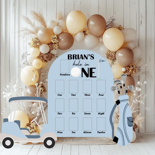 Hole in One Birthday Photo Board, Golf Birthday, Golf Cart, Milestone, Boys First Birthday, First Year Photo Board, Mastered His First Year