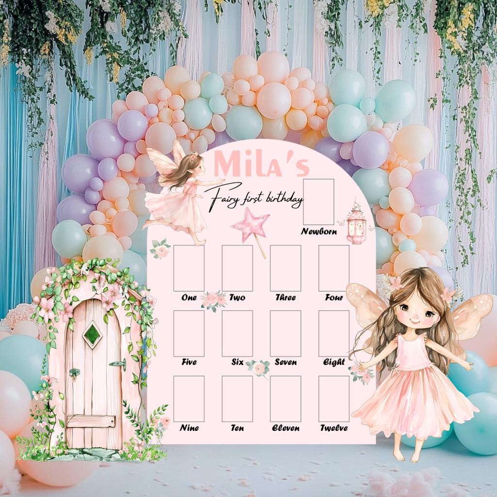 Fairy First Birthday Photo Board, Baby Milestone Display, Whimsical First Birthday, Fairytale, Princess, Fairy Theme Party Decorations, Prop