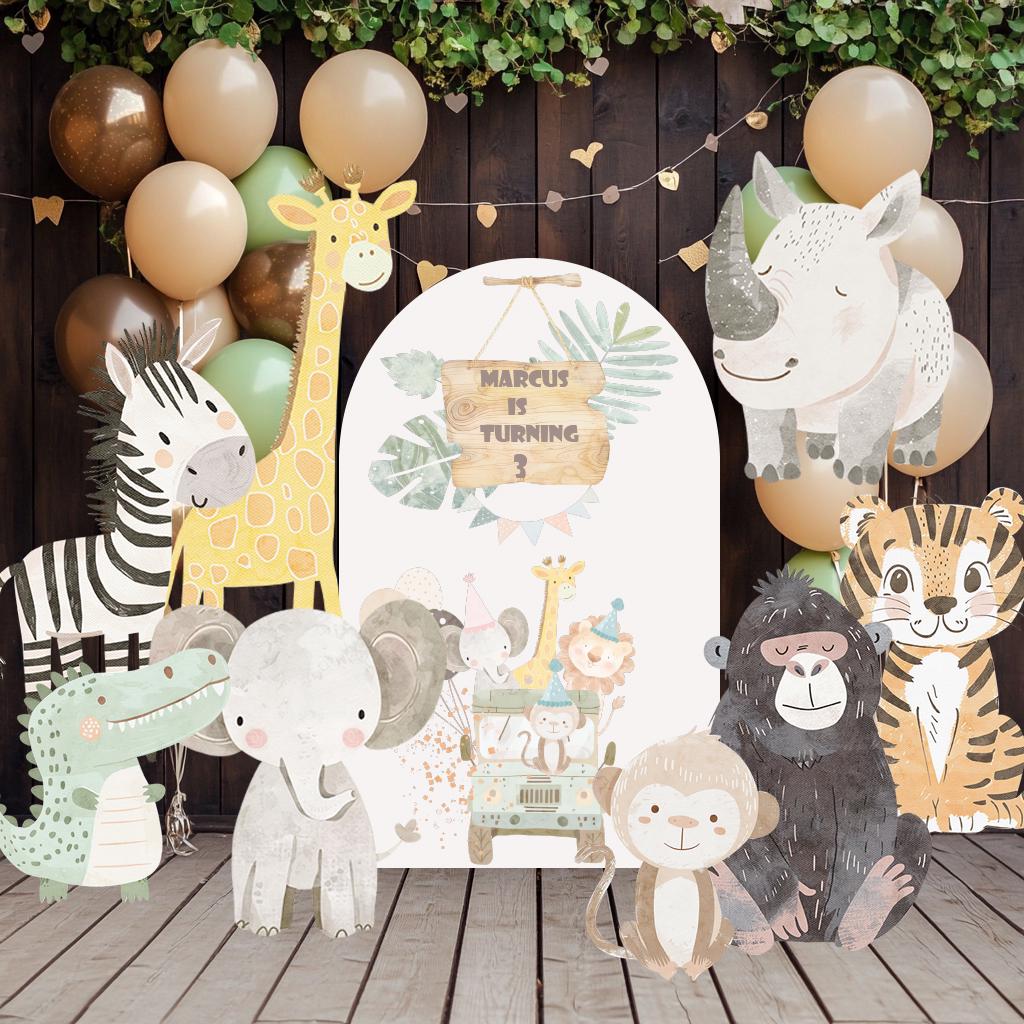 Safari Animals Cutouts, Wild One, Birthday Decor, Zoo Baby Shower, Backdrop, Watercolor Jungle Animals, Party Prop,Centerpieces,Party Animal