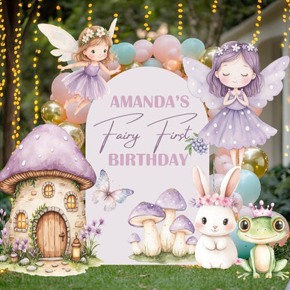 Purple Fairy First Birthday Cutout, Fairy Garden, Whimsical Fairy Baby Shower, Enchanted Fairy, Fairytale, Princess, Mushroom Backdrop