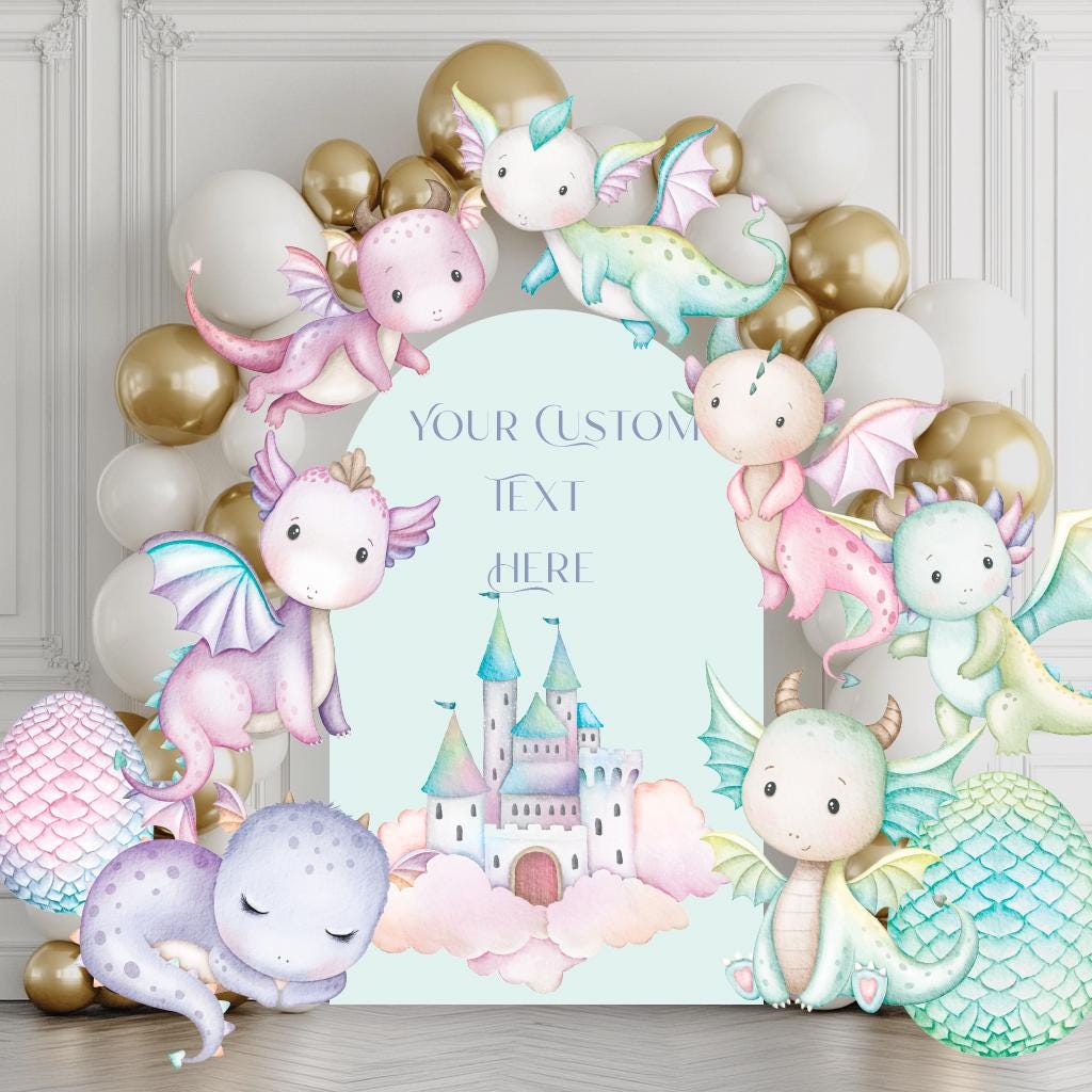 Pastel Baby Dragons Cutouts, Fantasy Birthday Decor, Dragons Props, Whimsical Fantasy Baby Shower, Storybook Signs, Fairytale, Magic Castle