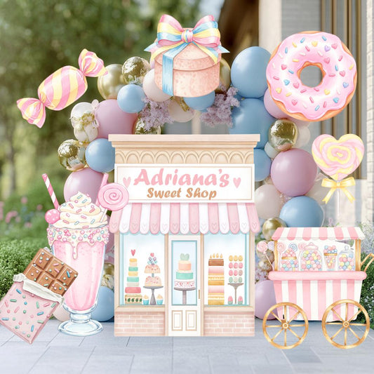 Candyland Cutouts Decor, Candy Shop Backdrop, Two Sweet Birthday, Ice Cream Baby Shower, Lollipop, Donuts, Candy Theme Decor, Sweet Store
