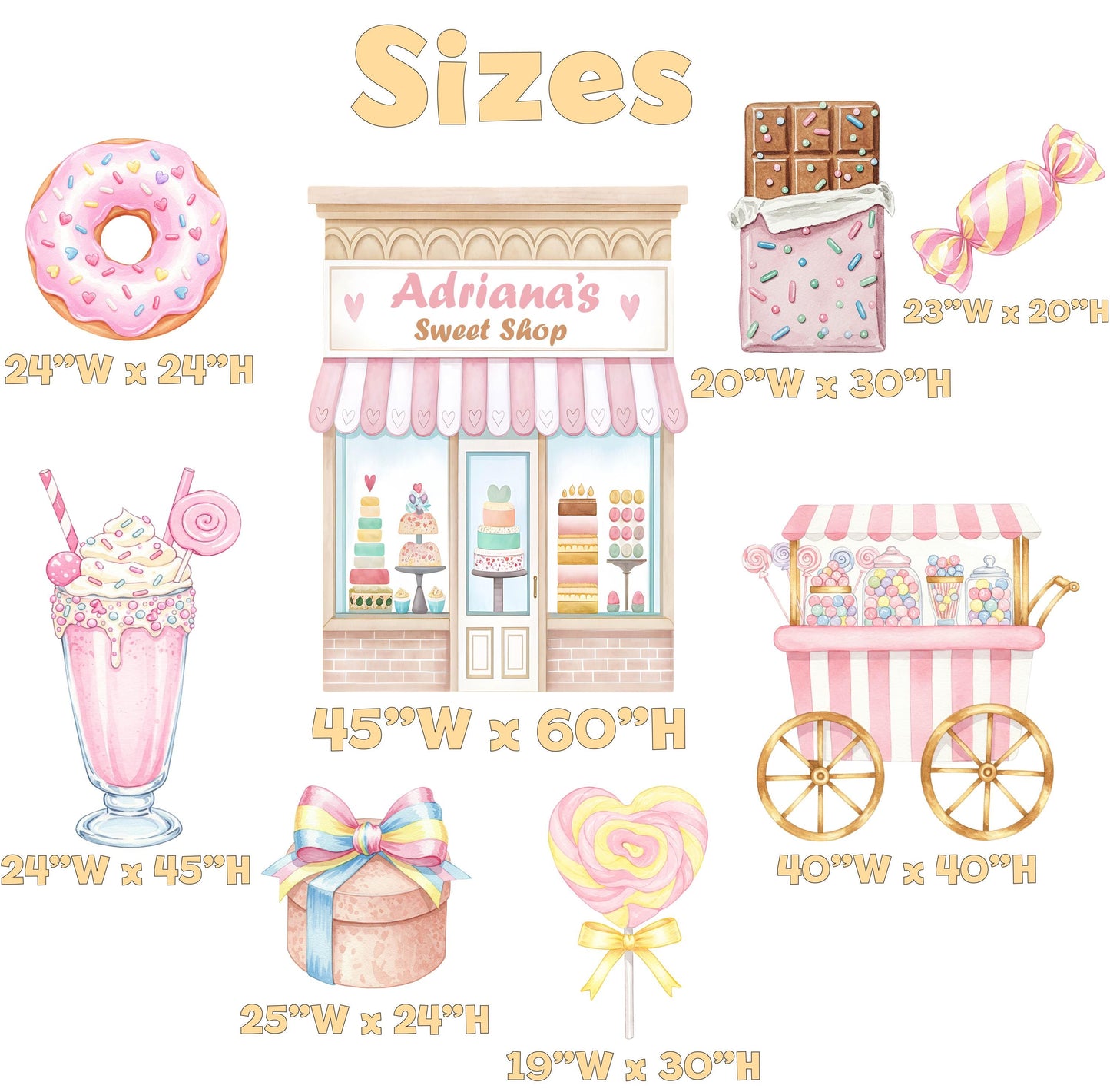 Candyland Cutouts Decor, Candy Shop Backdrop, Two Sweet Birthday, Ice Cream Baby Shower, Lollipop, Donuts, Candy Theme Decor, Sweet Store