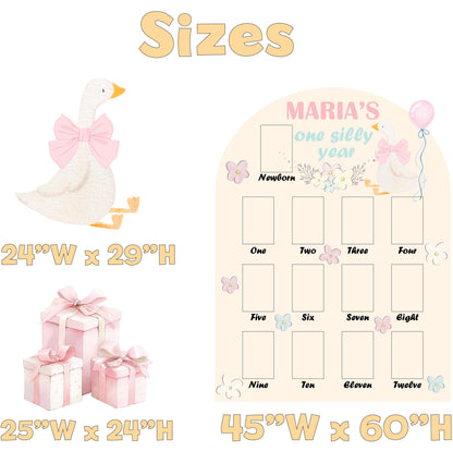 One Silly Goose First Birthday Photo Board, Baby Milestone Display, First Birthday, Vintage Goose, Signs, First Year Photo Board, Cutouts
