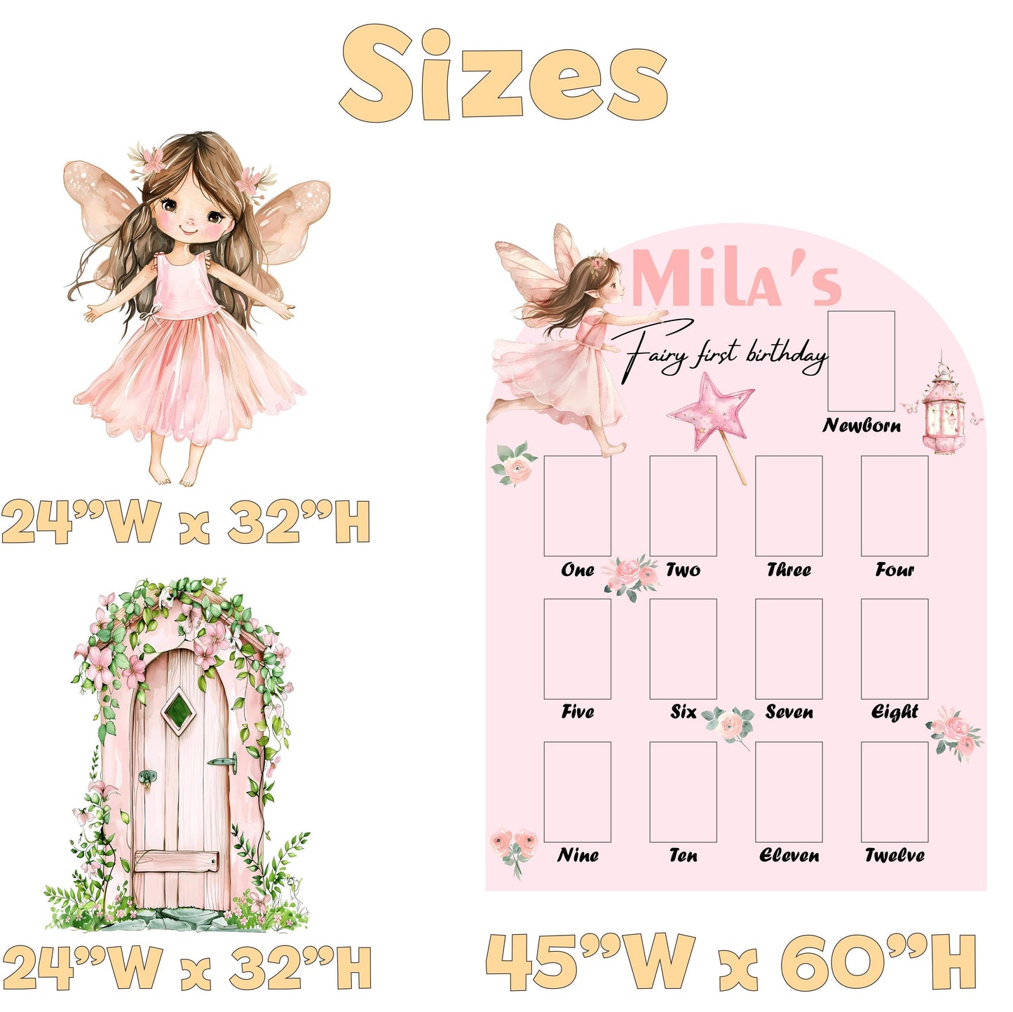 Fairy First Birthday Photo Board, Baby Milestone Display, Whimsical First Birthday, Fairytale, Princess, Fairy Theme Party Decorations, Prop