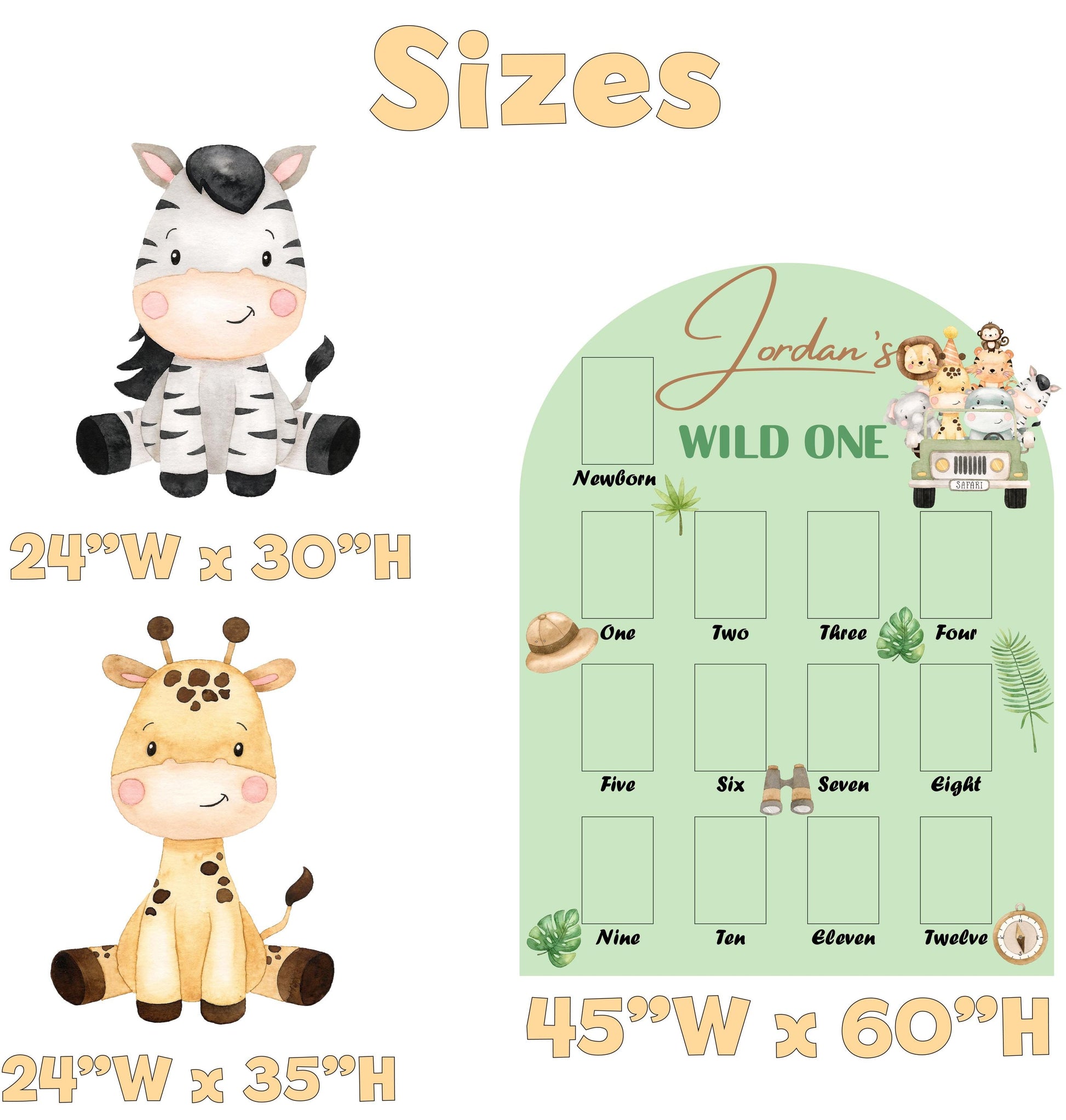 Wild One Photo Board, Safari Animals Cutouts, Milestone, Boys First Birthday, First Year Photo Board, Baby Boy, Safari Birthday Decorations