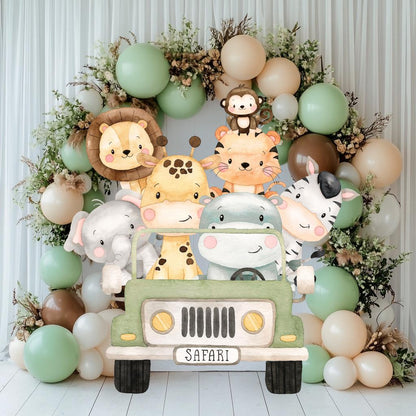 Safari Animals Truck Cutouts, Baby Shower, Safari Truck, Wild One, Birthday Decor, Backdrop, Safari Animal Party, Watercolor Centerpieces