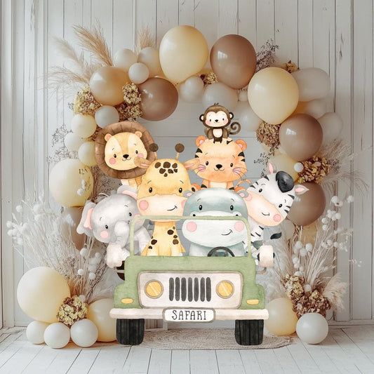 Safari Animals Truck Cutouts, Baby Shower, Safari Truck, Wild One, Birthday Decor, Backdrop, Safari Animal Party, Watercolor Centerpieces