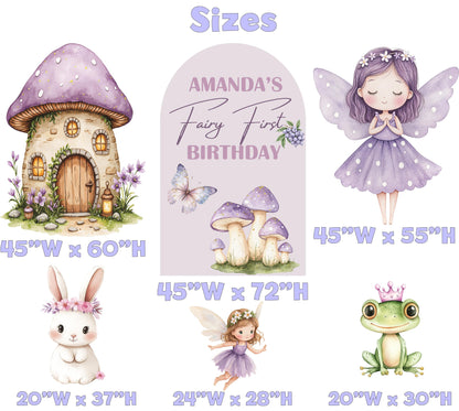 Purple Fairy First Birthday Cutout, Fairy Garden, Whimsical Fairy Baby Shower, Enchanted Fairy, Fairytale, Princess, Mushroom Backdrop