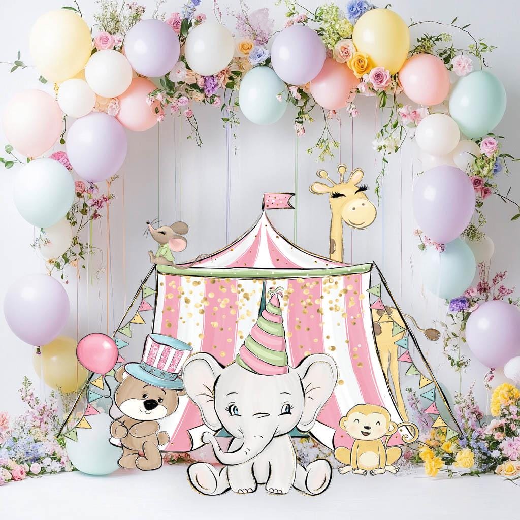 Circus Party Backdrop, Circus Baby Shower, Birthday Decor, Cutouts, Safari Animal Party, Circus Themed Birthday, Carnival Backdrop, Props