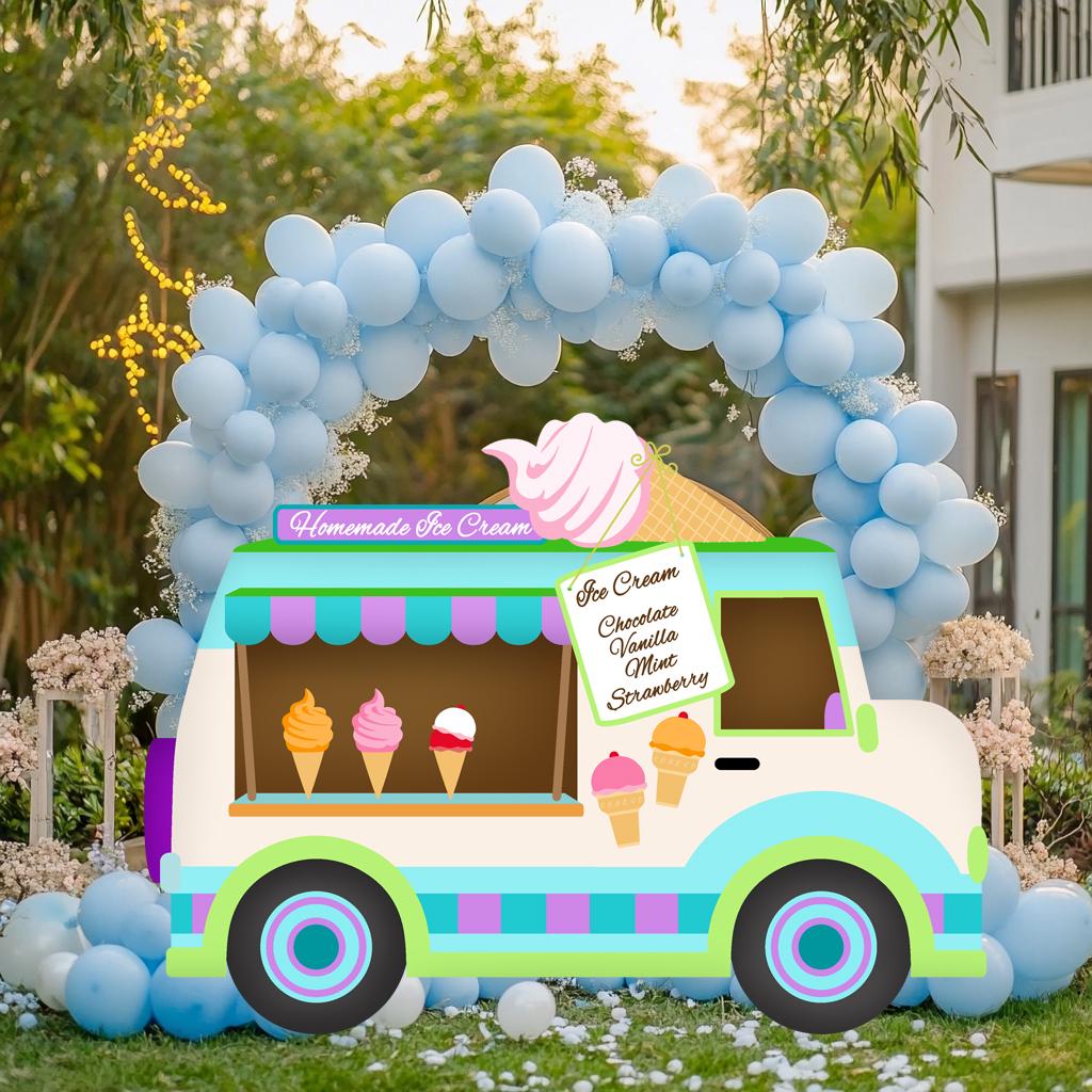 Ice Cream Truck Cutouts, Two Sweet Birthday, Ice Cream Van Baby Shower, Candy Theme Decor, Lawn Sign, Ice Cream Party Backdrop, Props