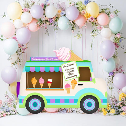 Ice Cream Truck Cutouts, Two Sweet Birthday, Ice Cream Van Baby Shower, Candy Theme Decor, Lawn Sign, Ice Cream Party Backdrop, Props