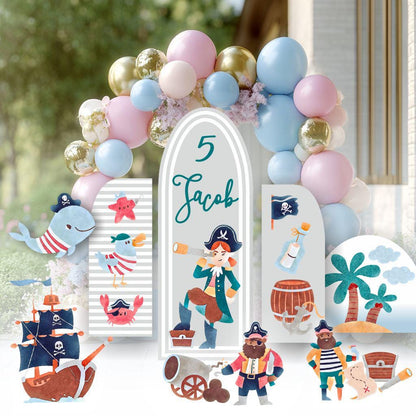 Sea Pirates Cut Out Set, Under the Sea Party, Pirates Baby Shower, Signs, Pirate Theme Birthday, Whale, Backdrop, Boys Nautical Party Decor