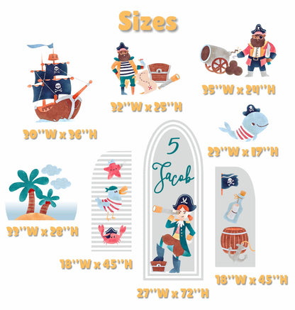 Sea Pirates Cut Out Set, Under the Sea Party, Pirates Baby Shower, Signs, Pirate Theme Birthday, Whale, Backdrop, Boys Nautical Party Decor