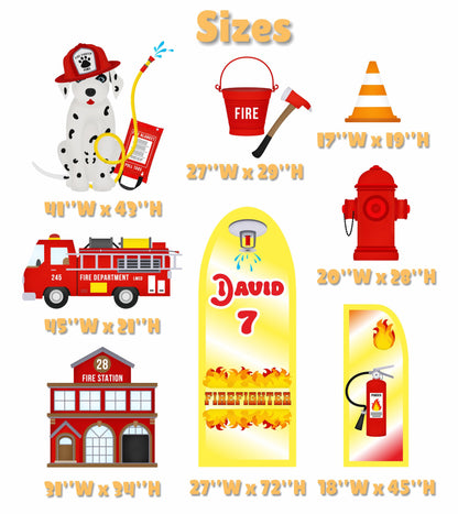 Firefighter Cutouts Set, Yard Sign, Firefighter Theme Party, Cutouts Standee Centerpieces, Sound the Alarm, Fire Truck Prop, Fire Station