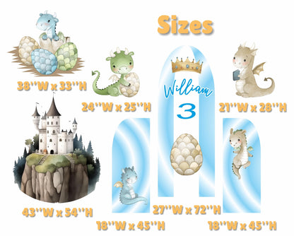 Blue Baby Dragons Cutouts, Fantasy Birthday Decor, Dragons Prop, Whimsical Fantasy Baby Shower, Storybook, Fairytale, Magic Castle, Baby Boy