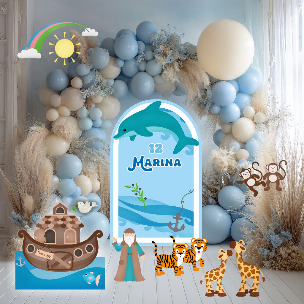 Noah’s Ark Cutouts Set, Noah's Ark Baptism, Christening Decoration, Baby Shower, First Communion, Noah's Ark Party Backdrop, 1st Birthday