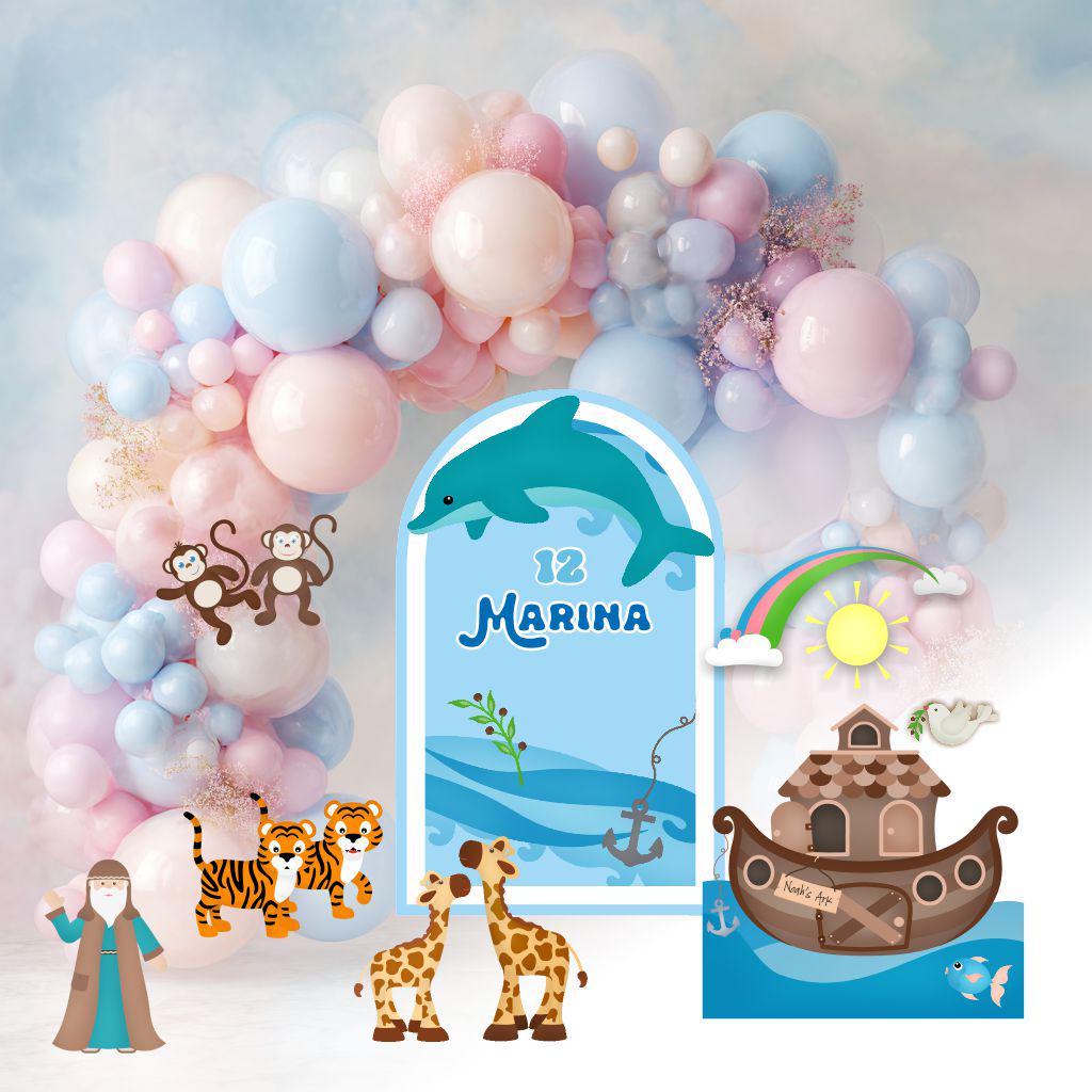 Noah’s Ark Cutouts Set, Noah's Ark Baptism, Christening Decoration, Baby Shower, First Communion, Noah's Ark Party Backdrop, 1st Birthday