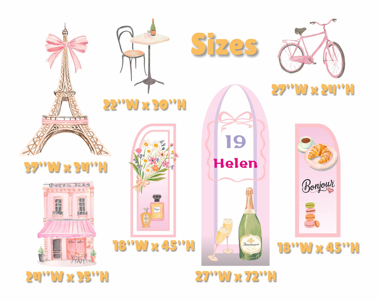 Paris Cutouts, Birthday Party Decor, Paris Baby Shower, Eiffel Tower Party Decoration, Bridal Shower, France Backdrop, Parisian Patisserie
