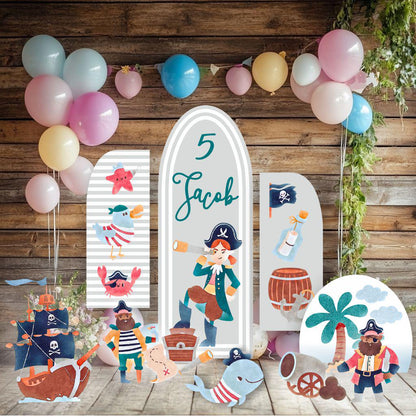 Sea Pirates Cut Out Set, Under the Sea Party, Pirates Baby Shower, Signs, Pirate Theme Birthday, Whale, Backdrop, Boys Nautical Party Decor