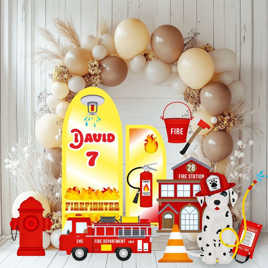 Firefighter Cutouts Set, Yard Sign, Firefighter Theme Party, Cutouts Standee Centerpieces, Sound the Alarm, Fire Truck Prop, Fire Station