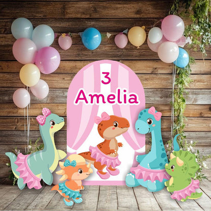 Dino Ballet Set Cutouts, Dinosaur Birthday Party, Yard Sign, Party Props, Dinosaur Baby Shower, Arch Backdrop, Pink Dino Theme Party Decor