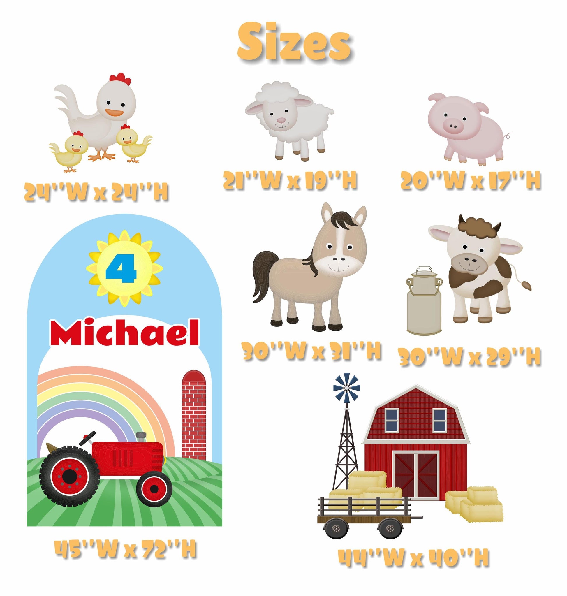 Farm Animals Cutouts Set, Ranch Animals Party, Barnyard Birthday Prop, Farm Animal Standee, Baby Shower,Farm Themed Party Decor,Centerpieces