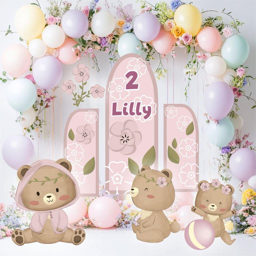 Pink Teddy Bear Cutout Decoration, Baby Shower Decor, Backdrop, Yard Sign, Pink Bear, Baby Birthday, Classic Bear, First Birthday, Baby Girl