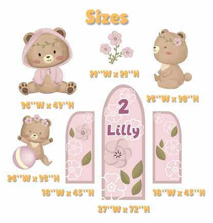 Pink Teddy Bear Cutout Decoration, Baby Shower Decor, Backdrop, Yard Sign, Pink Bear, Baby Birthday, Classic Bear, First Birthday, Baby Girl