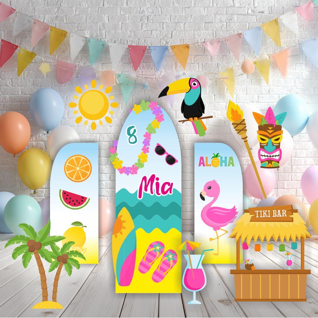 Hawaiian Birthday Cutouts, Aloha Luau Birthday, Tropical Birthday Party, Tropical Aloha Hawaiian, Tiki Bar, Splash Pool Party Decor,Flamingo