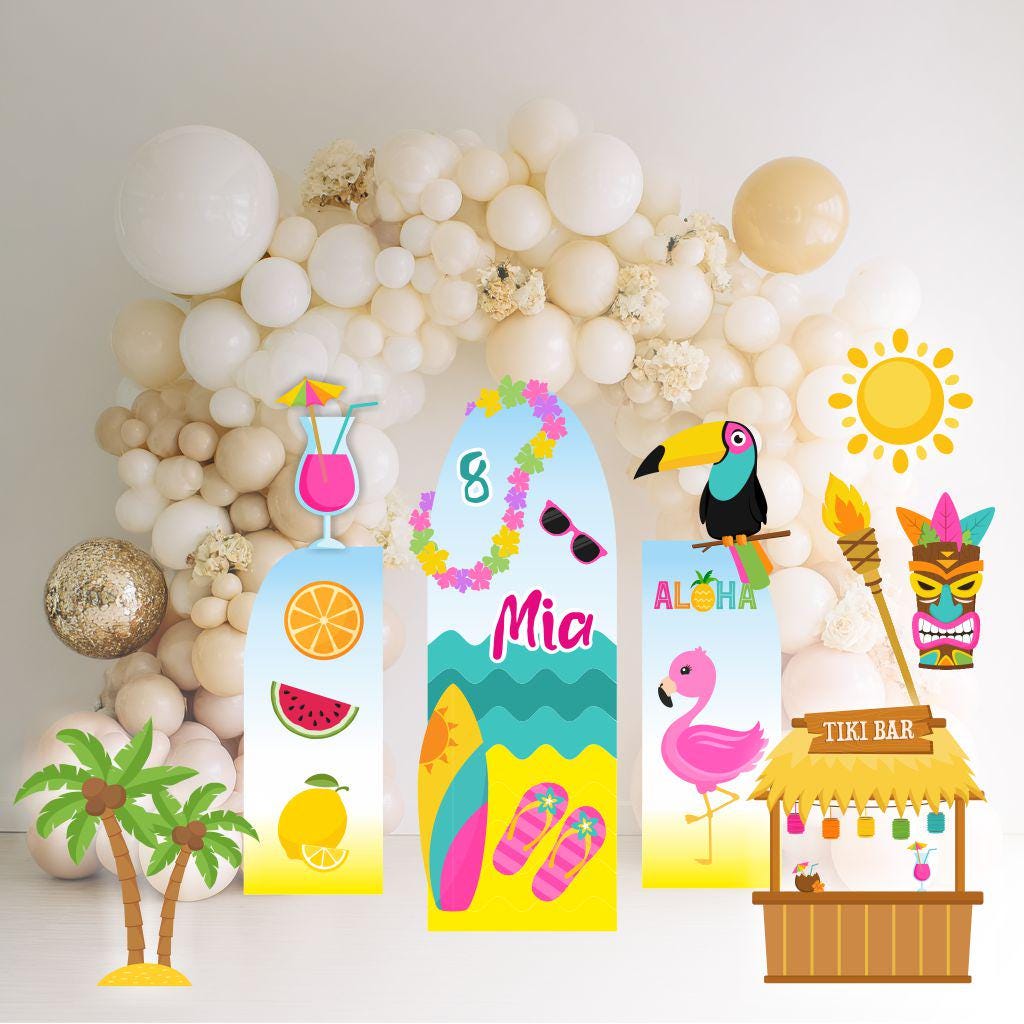 Hawaiian Birthday Cutouts, Aloha Luau Birthday, Tropical Birthday Party, Tropical Aloha Hawaiian, Tiki Bar, Splash Pool Party Decor,Flamingo