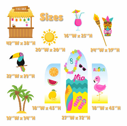 Hawaiian Birthday Cutouts, Aloha Luau Birthday, Tropical Birthday Party, Tropical Aloha Hawaiian, Tiki Bar, Splash Pool Party Decor,Flamingo