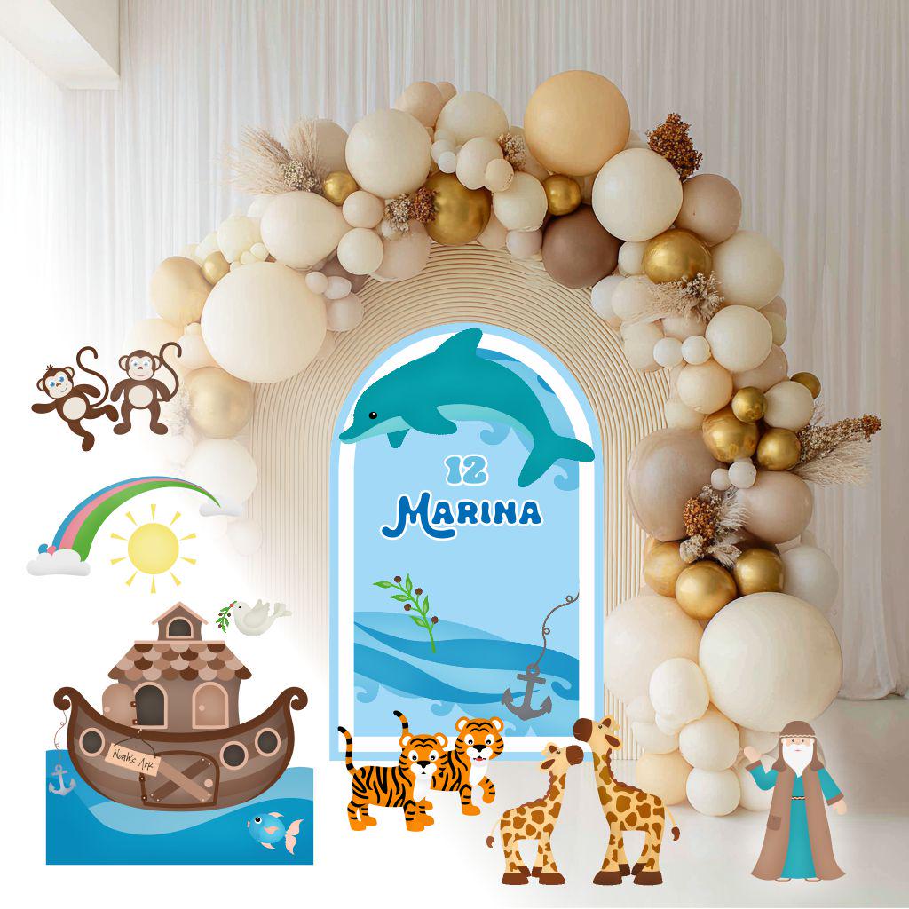 Noah’s Ark Cutouts Set, Noah's Ark Baptism, Christening Decoration, Baby Shower, First Communion, Noah's Ark Party Backdrop, 1st Birthday