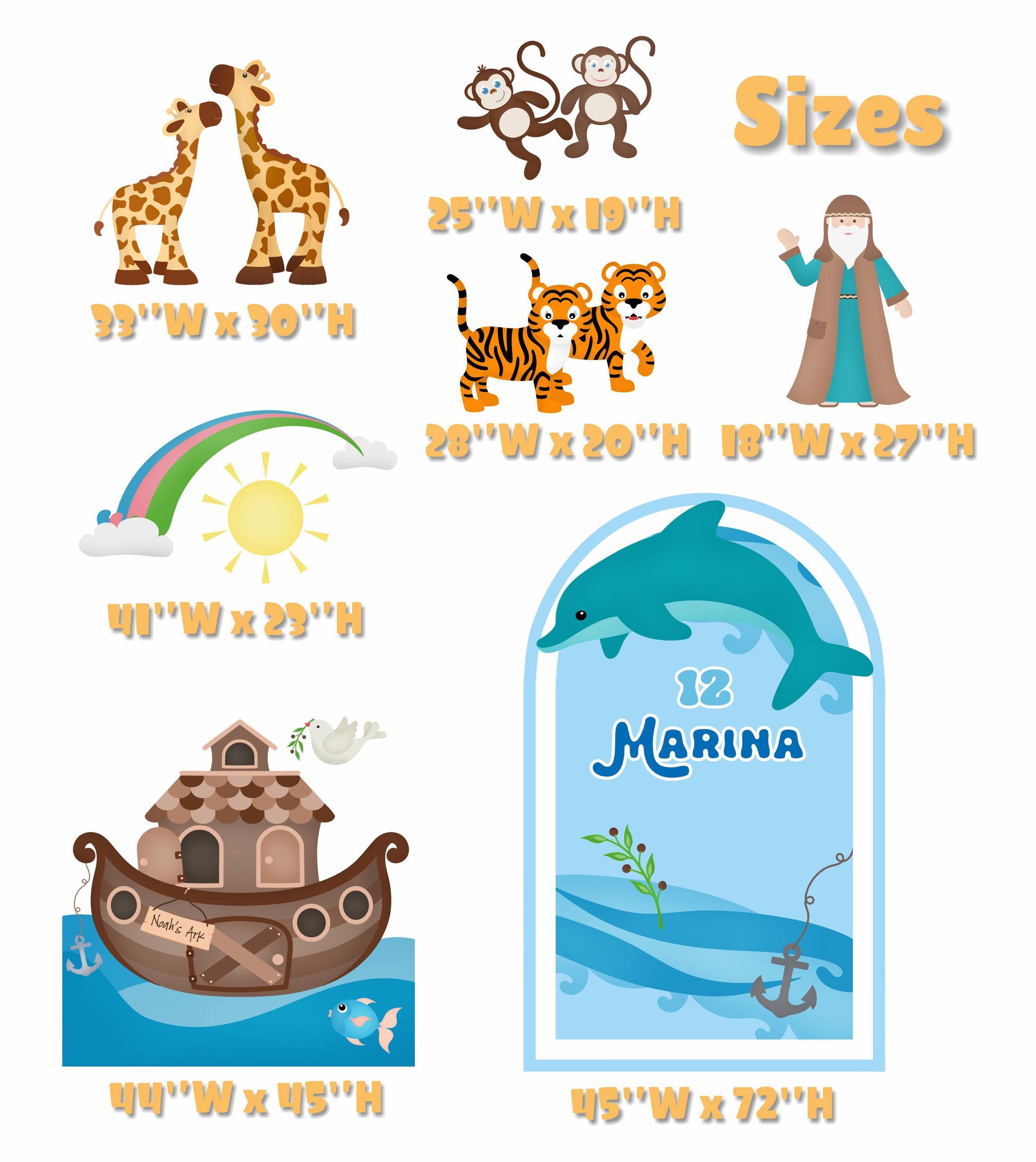 Noah’s Ark Cutouts Set, Noah's Ark Baptism, Christening Decoration, Baby Shower, First Communion, Noah's Ark Party Backdrop, 1st Birthday