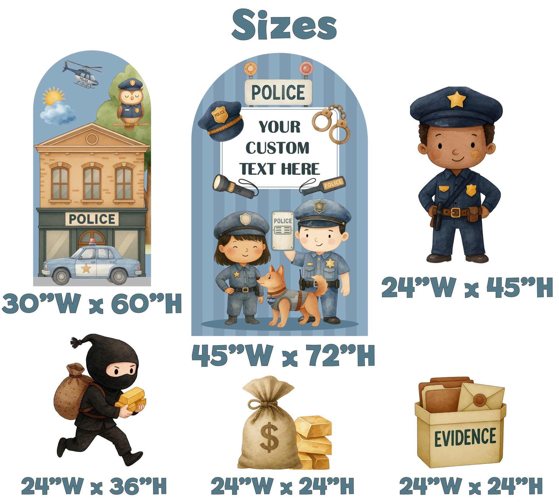 Police Cutouts, Police Station, Policeman Party, Police Theme Birthday Party, Vehicle Party, 3rd Birthday Boy, Party Supplies,Police Officer