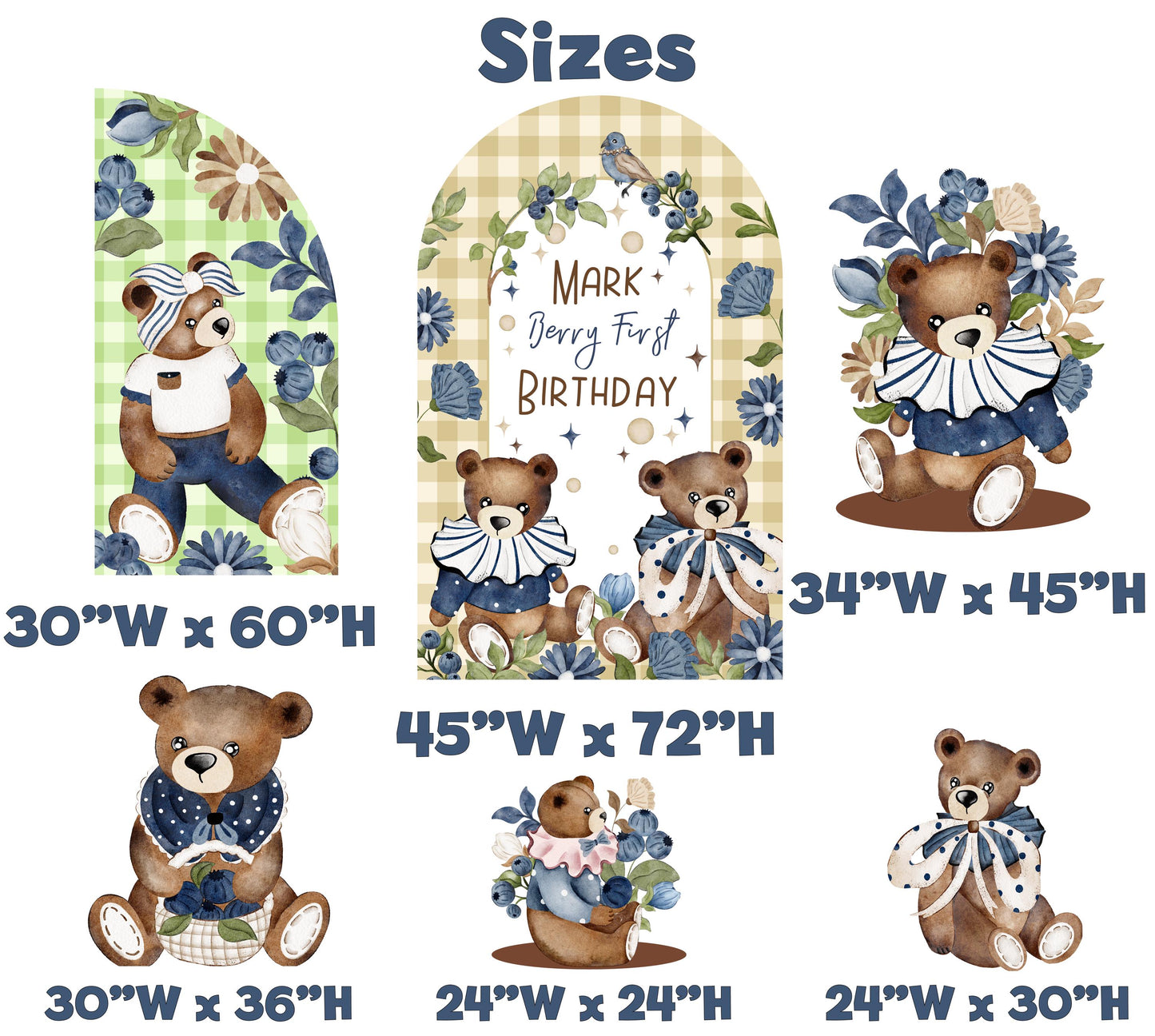 Berry First Birthday Cutout, Teddy Bear, Blueberry Baby Shower, Backdrop, Sweet Party Decorations, Berry 1st Birthday, Vintage Bear,Baby Boy