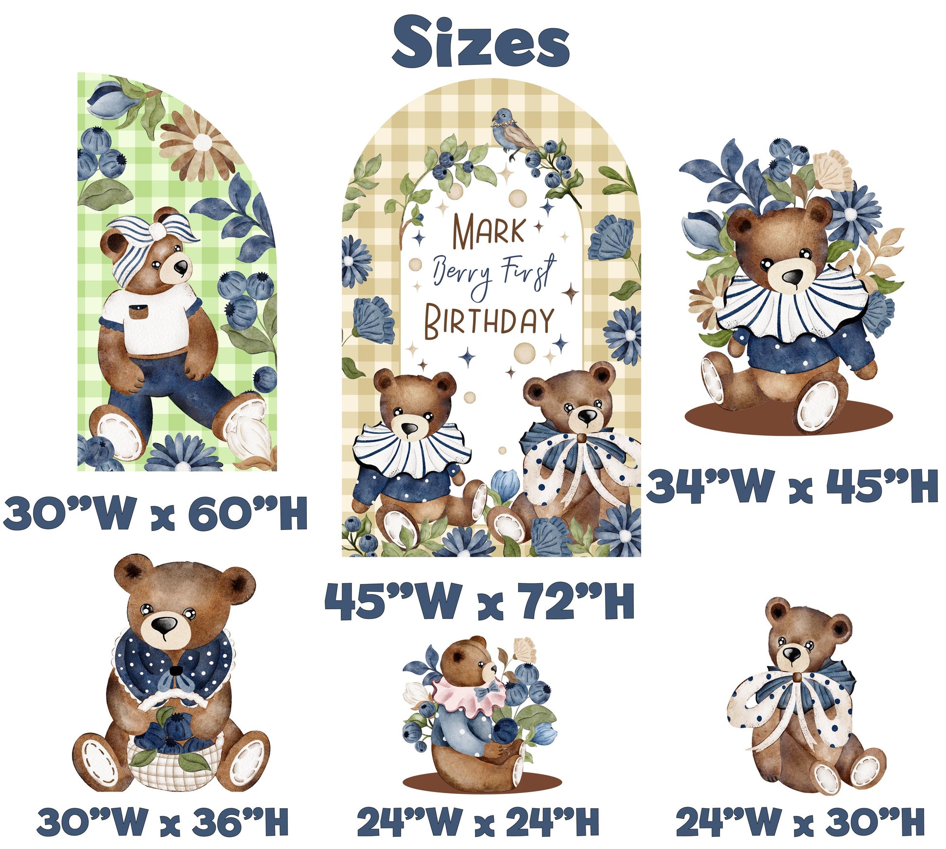 Berry First Birthday Cutout, Teddy Bear, Blueberry Baby Shower, Backdrop, Sweet Party Decorations, Berry 1st Birthday, Vintage Bear,Baby Boy