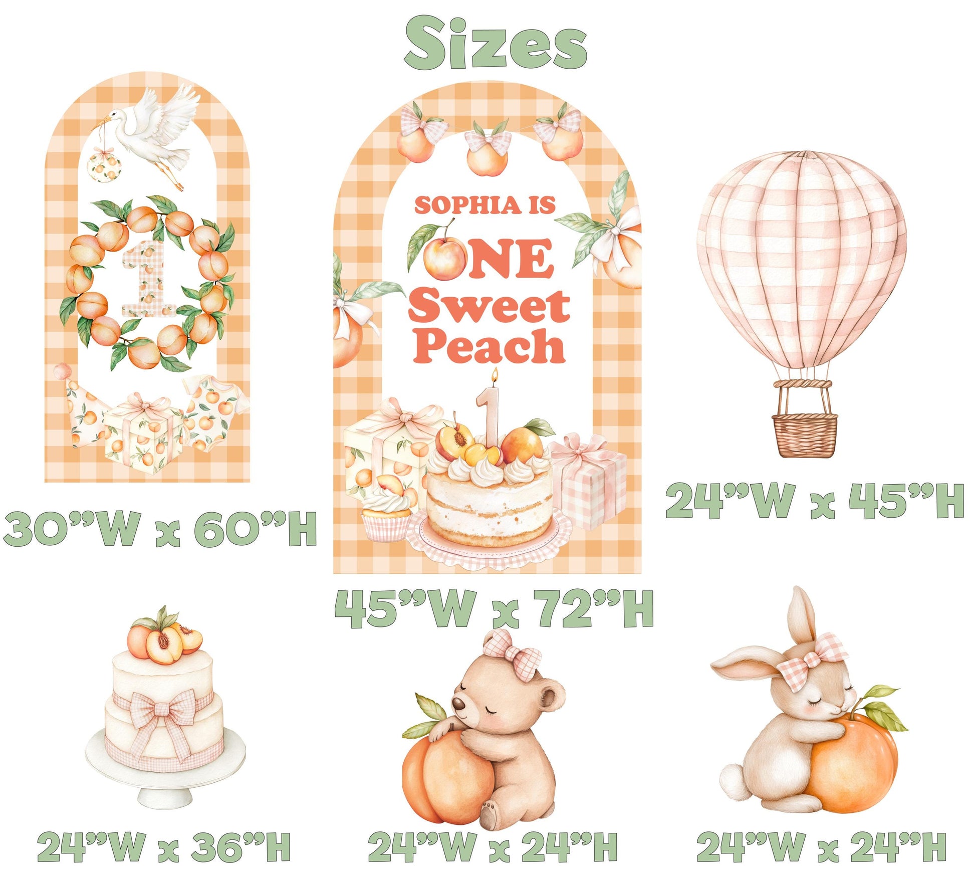 One Sweet Peach Birthday Cutouts, Peach Backdrop, Sweet Party Decorations, Sweet One, 1st birthday, Peach 1st Birthday, Peach Party Props