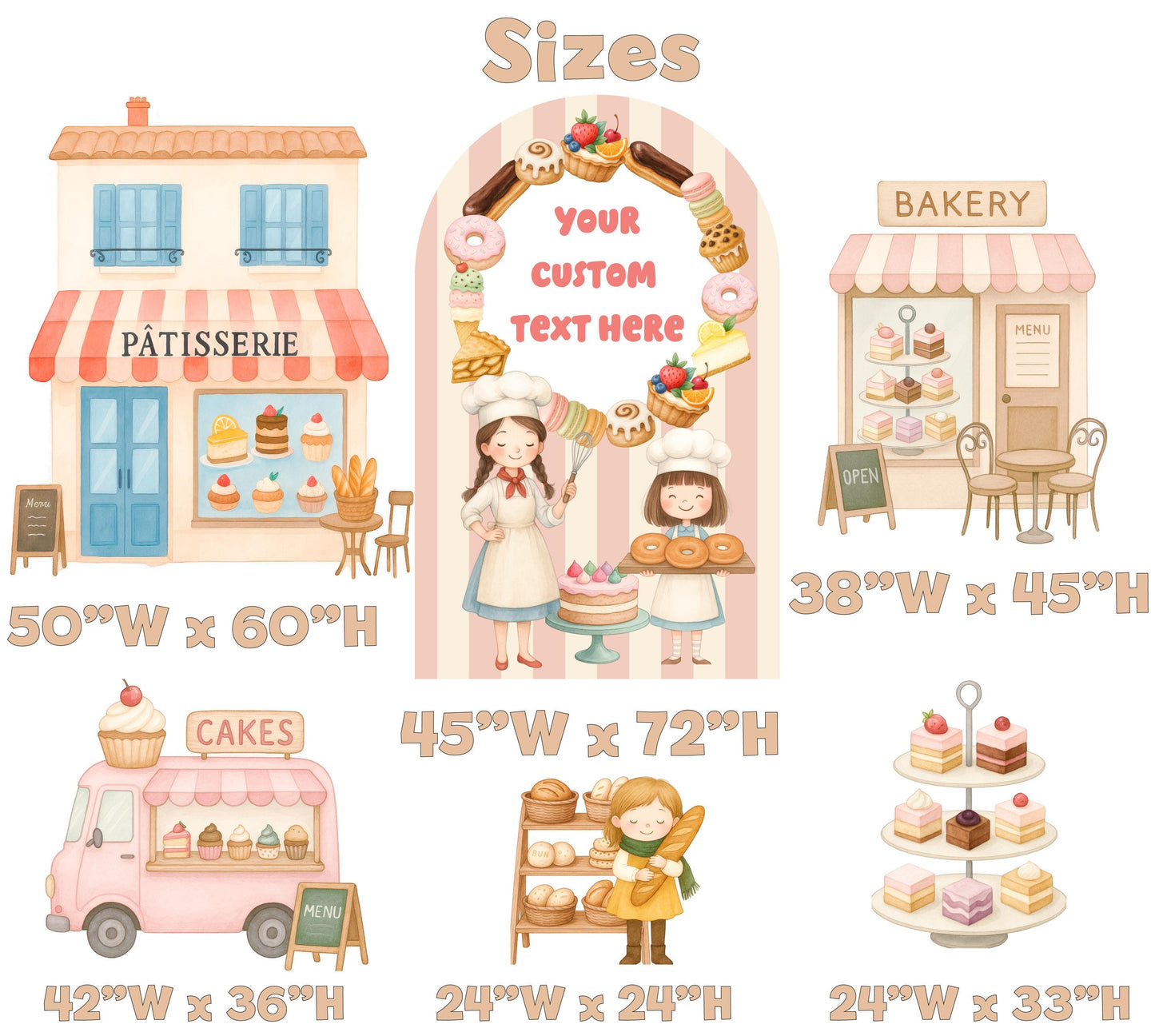 Patisserie Cutouts, Bakery Party, Candy Shop Backdrop, Two Sweet Birthday, Ice Cream, Lollipop, Donuts, Candy Theme Decor, Sweet Store, Cake