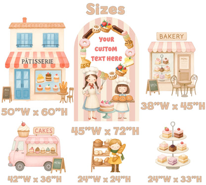 Patisserie Cutouts, Bakery Party, Candy Shop Backdrop, Two Sweet Birthday, Ice Cream, Lollipop, Donuts, Candy Theme Decor, Sweet Store, Cake