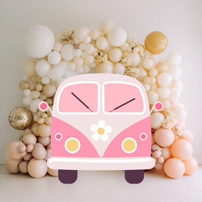 Hippie Pink Bus Cutout, Retro Bus, Groovy Birthday, Two Groovy, Groovy One, Party Props, Daisy Baby Shower, Flower Power, Hippie Van Prop