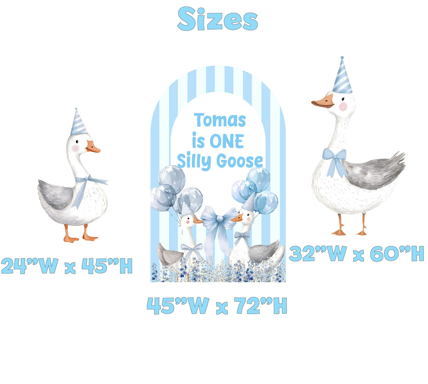 Blue Goose Cutouts, One Silly Goose, Mama Goose Baby Shower, Silly Goose Props, Mother Goose, Lucky Duck, Cottagecore,1st Birthday Decor