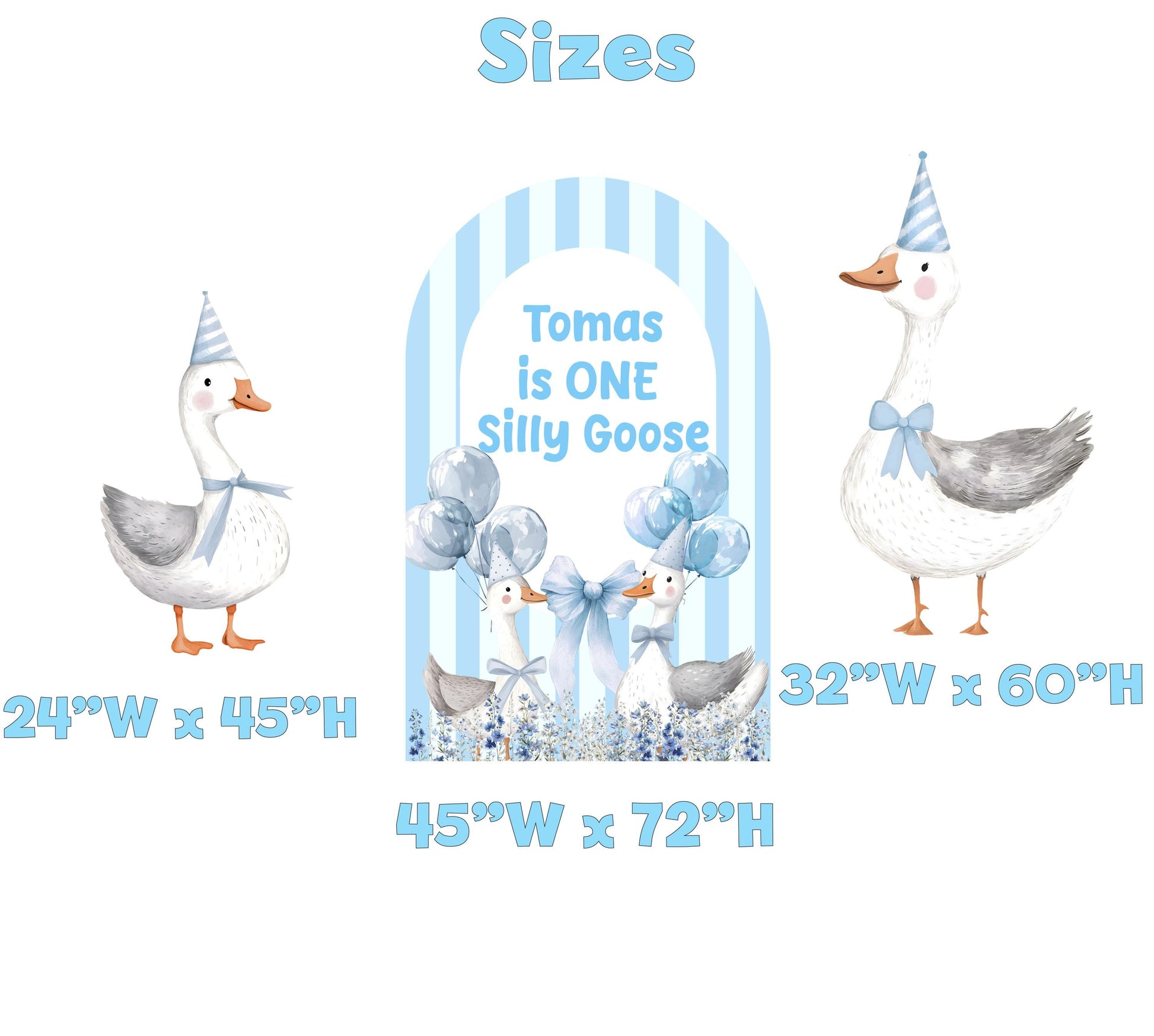 Blue Goose Cutouts, One Silly Goose, Mama Goose Baby Shower, Silly Goose Props, Mother Goose, Lucky Duck, Cottagecore,1st Birthday Decor